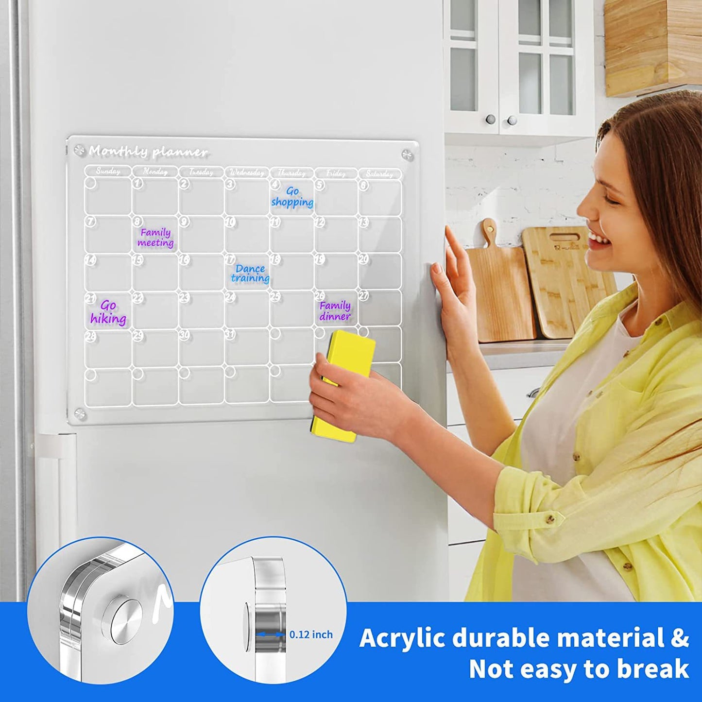 Acrylic Magnetic Dry Erase Board Calendar